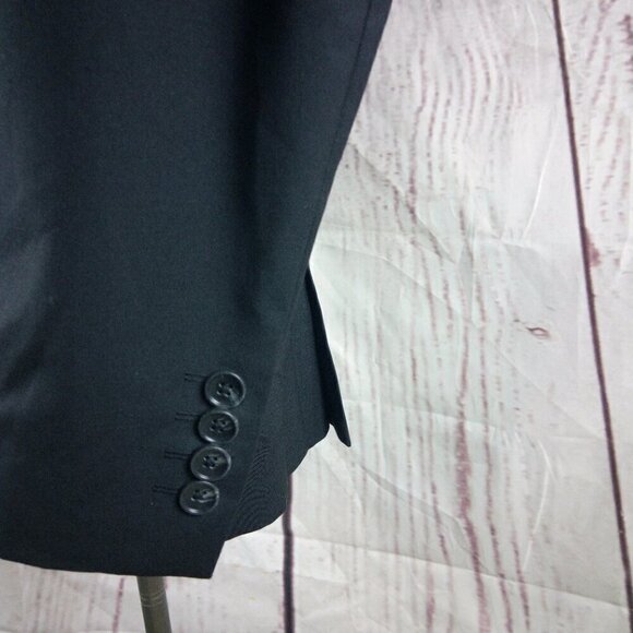 Marc Anthony Slim Fit 44R Wool Blend Stitched Lapel 2 Button Black Suit Jacket - Picture 5 of 11